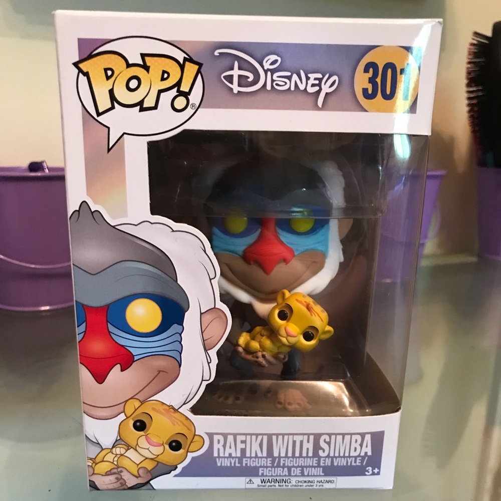 Funko pop of Rafiki with Simba